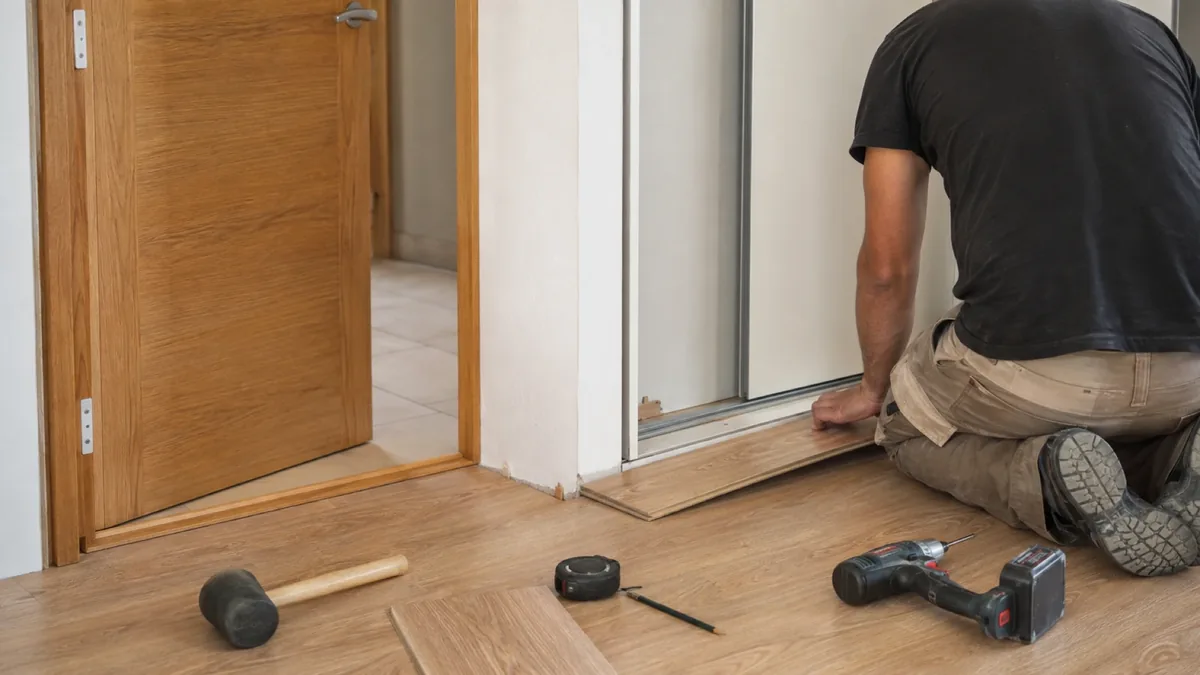 Puerta de interior lacada en blanco instalada en un piso de Fuenlabrada